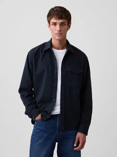 Gap Factory Twill Shirt In Boxy Fit In Black Moonless Night