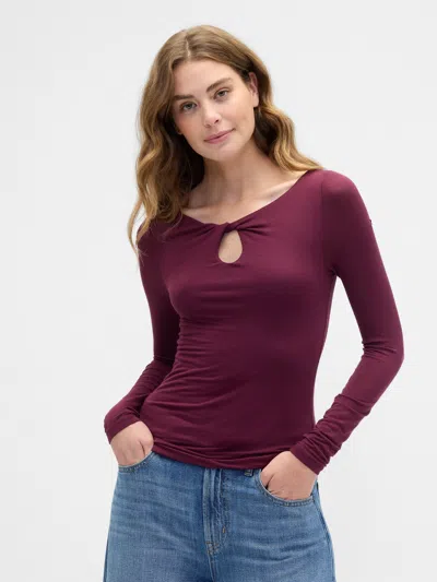 Gap Factory Twist Boatneck Top In Red
