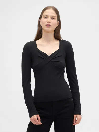 Gap Factory Twist-front Sweetheart Top In Black