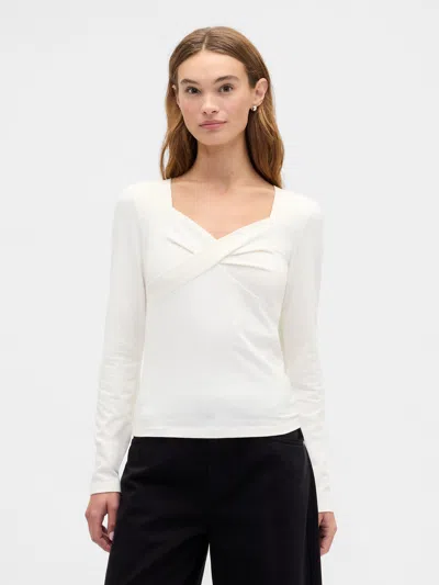 Gap Factory Twist-front Sweetheart Top In White