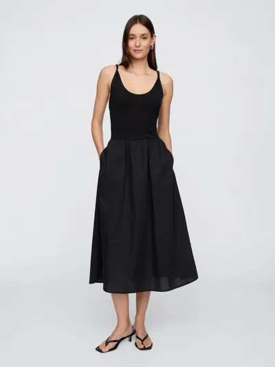Gap Factory Twist-strap Scoopneck Midi Dress In Black