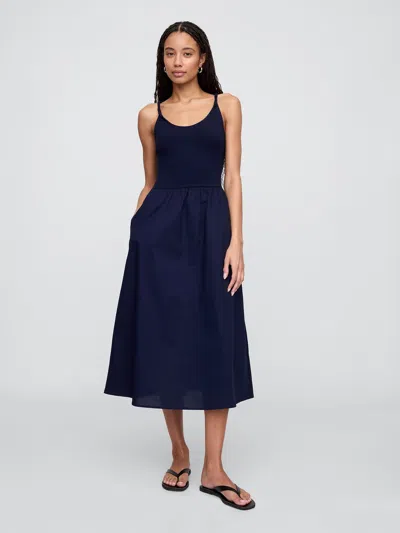 Gap Factory Twist-strap Scoopneck Midi Dress In Blue