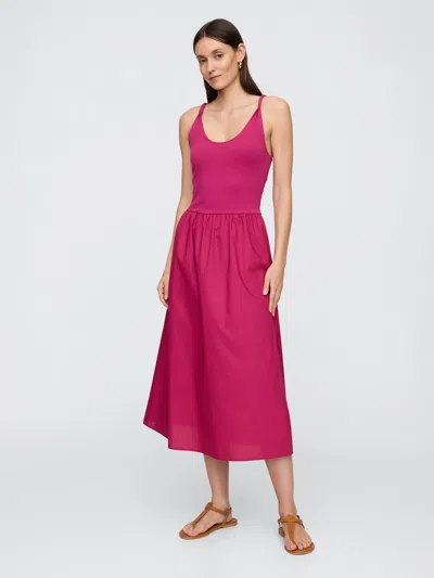 Gap Factory Twist-strap Scoopneck Midi Dress In Pink