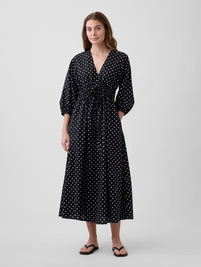 Gap Factory V-neck Tie-front Maxi Dress In Black