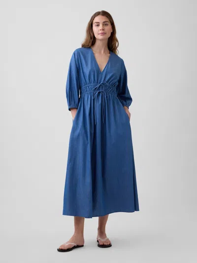 Gap Factory V-neck Tie-front Maxi Dress In Blue