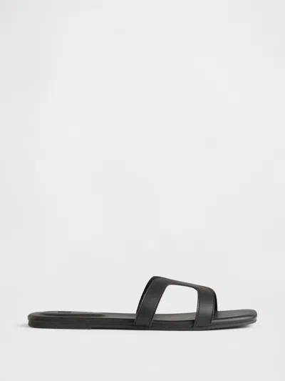 Gap Factory Vegan-leather Flip Flops In Black