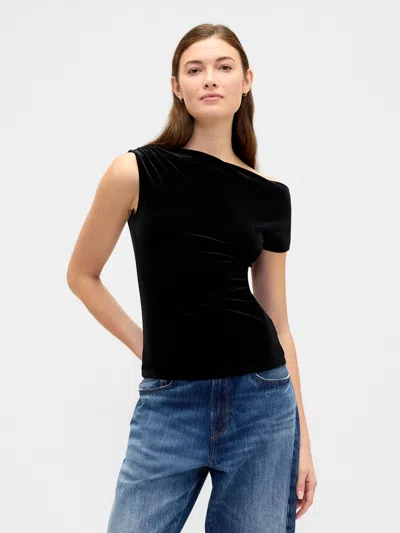 Gap Factory Velour One-shoulder Top In Black