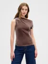 Gap Factory Velour One-shoulder Top In Brown