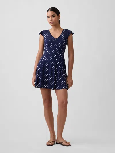 Gap Factory V-neck Mini Dress In Blue