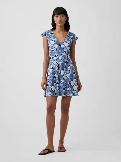 Gap Factory V-neck Mini Dress In Blue