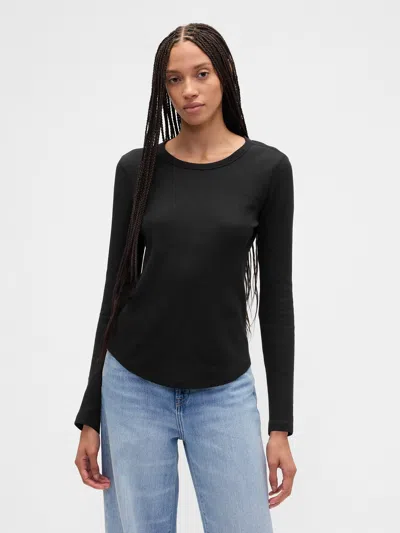 Gap Factory Waffle-knit Crewneck T-shirt In Black
