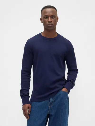 Gap Factory Waffle-knit Crewneck T-shirt In Blue