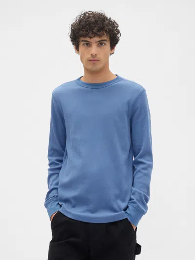 Gap Factory Waffle-knit Crewneck T-shirt In Blue