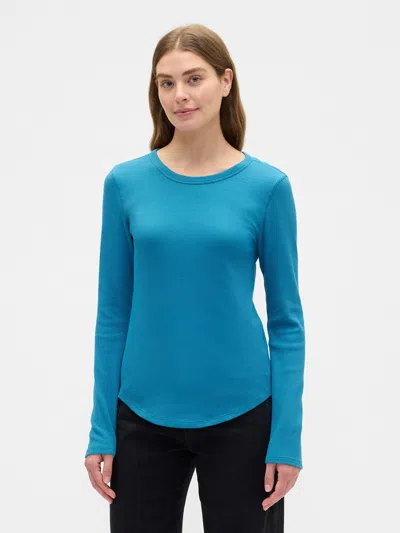 Gap Factory Waffle-knit Crewneck T-shirt In Blue
