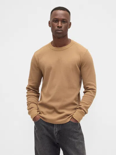 Gap Factory Waffle-knit Crewneck T-shirt In Brown