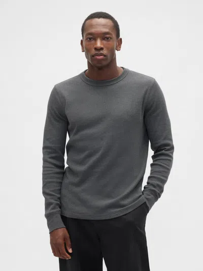 Gap Factory Waffle-knit Crewneck T-shirt In Gray