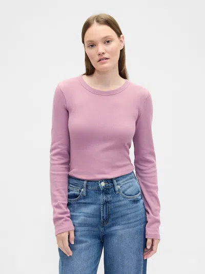 Gap Factory Waffle-knit Crewneck T-shirt In Pink