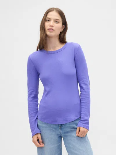 Gap Factory Waffle-knit Crewneck T-shirt In Purple