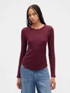 Gap Factory Waffle-knit Crewneck T-shirt In Red