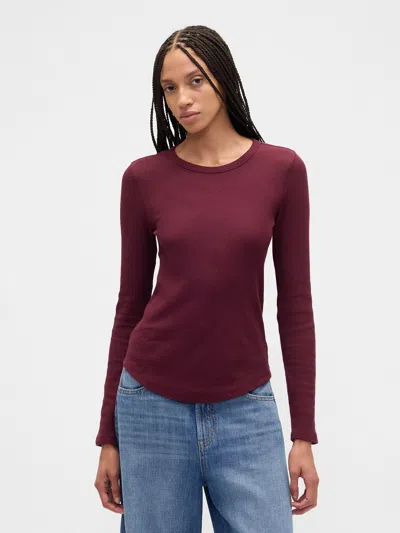Gap Factory Waffle-knit Crewneck T-shirt In Red