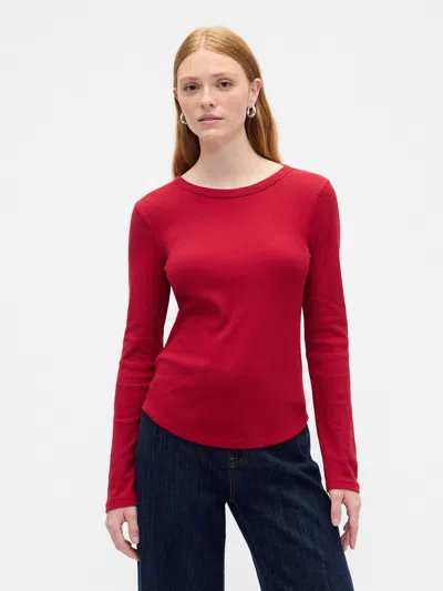 Gap Factory Waffle-knit Crewneck T-shirt In Red