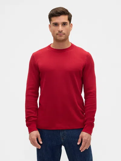 Gap Factory Waffle-knit Crewneck T-shirt In Red