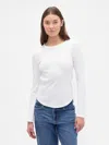 Gap Factory Waffle-knit Crewneck T-shirt In White