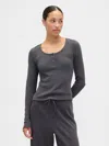 Gap Factory Waffle-knit Henley Pj Top In Gray
