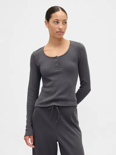 Gap Factory Waffle-knit Henley Pj Top In Gray