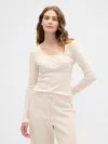 Gap Factory Waffle-knit Henley Pj Top In White