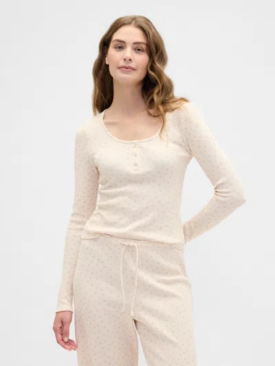 Gap Factory Waffle-knit Henley Pj Top In White