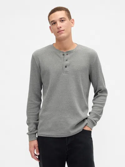 Gap Factory Waffle-knit Henley T-shirt In Gray