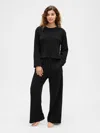 Gap Factory Waffle-knit Wide-leg Pj Pants In Black