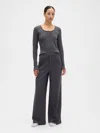 Gap Factory Waffle-knit Wide-leg Pj Pants In Gray
