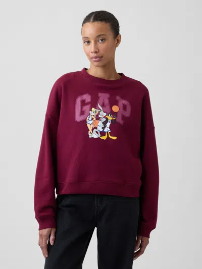 Gap Factory Wb™ Space Jam Relaxed Wedge Crewneck Sweatshirt In Burg Space Jam
