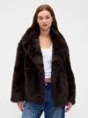 Gap Faux Fur Coat In Brown