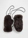 Gap Faux Fur Mittens In Brown