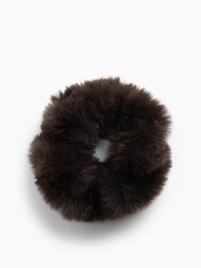 Gap Faux Fur Scrunchie In Terra Brown