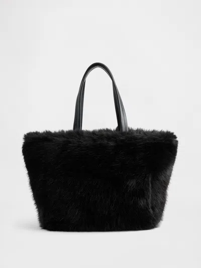 Gap Faux Fur Tote Bag In Black