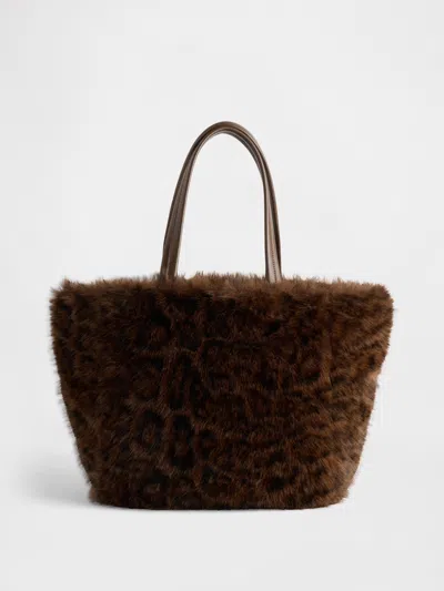 Gap Faux Fur Tote Bag In Brown