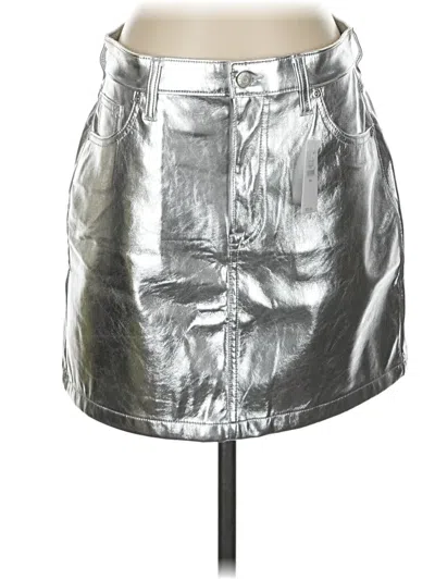 Pre-owned Gap Faux Leather Skirt In Silver