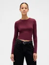 Gap Featherweight Crewneck T-shirt In Burgundy