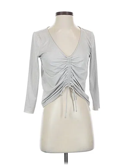 Pre-owned Gap Fit 3/4 Sleeve Top Silver Plunge Neckline Tops