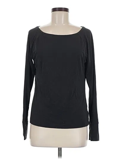 Pre-owned Gap Fit Long Sleeve Top Black Boatneck Tops
