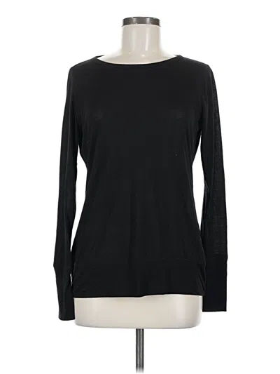 Pre-owned Gap Fit Long Sleeve Top Black Crew Neck Tops