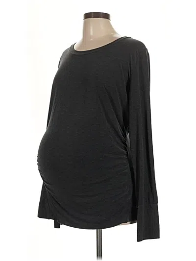 Pre-owned Gap Fit Long Sleeve Top Black Scoop Neck Tops