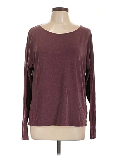 Pre-owned Gap Fit Long Sleeve Top Burgundy Boatneck Tops