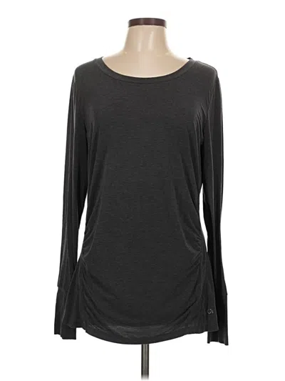Pre-owned Gap Fit Long Sleeve Top Gray Boatneck Tops