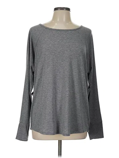 Pre-owned Gap Fit Long Sleeve Top Gray Boatneck Tops