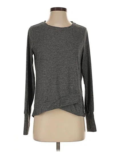 Pre-owned Gap Fit Long Sleeve Top Gray Crew Neck Tops